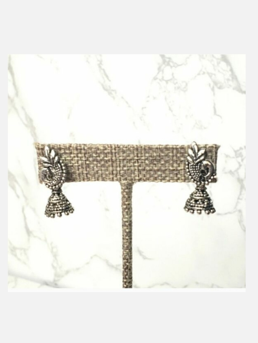 INDIA Peacock Silver-Tone Pierced Earrings
